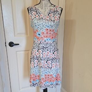 Floral Sleeveless Midi Dress - Black, White, Blue, Red